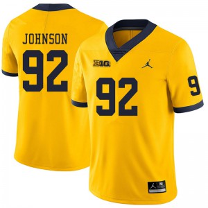 #92 Ron Johnson Michigan Jordan Brand Men's Football Jersey Yellow