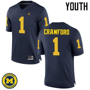 #1 Dylan Crawford Michigan Wolverines Jordan Brand Youth Player Jerseys Navy